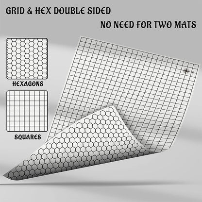 Gaming Mat Silicone Double Sided Square & Hex 23"x35"